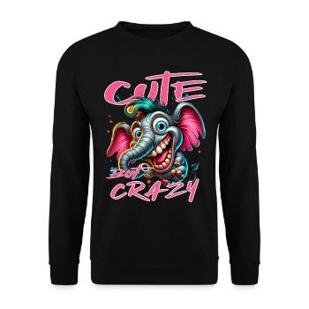 Cute but Crazy Elefant Comic Stil - Unisex Pullover - Schwarz - Vorne - Alina (178cm) & Michal (187cm)