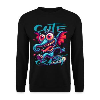 Cute but Crazy Elefant Comic Stil - Unisex Pullover - Schwarz - Vorne - Alina (178cm) & Michal (187cm)