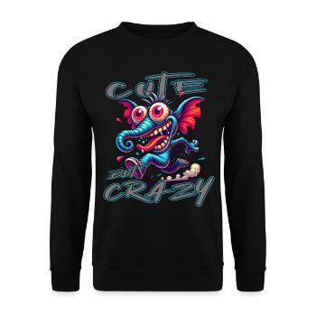 Style de bande dessinée éléphant mignon mais fou - Sweat-shirt Unisexe - noir - Devant - Alina (178cm) & Michal (187cm)