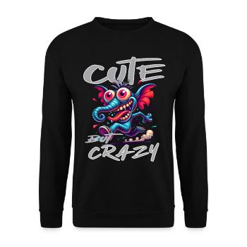 Cute but Crazy Elefant Comic Stil - Unisex Pullover - Schwarz - Vorne - Alina (178cm) & Michal (187cm)