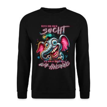 Wenn ihr mich sucht ich bin am Rande des Wahnsinns - Unisex Pullover - Schwarz - Vorne - Alina (178cm) & Michal (187cm)