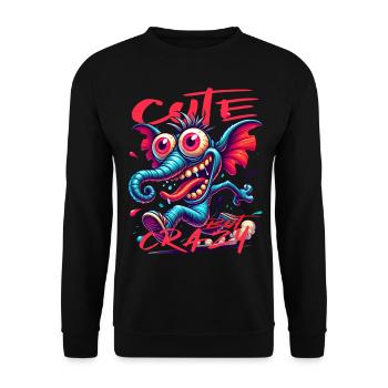 Cute but Crazy Elefant Comic Stil - Unisex Pullover - Schwarz - Vorne - Alina (178cm) & Michal (187cm)
