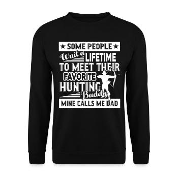 Hunting Proud Dad Of Hunting Buddy - Unisex Sweatshirt - black - Front - Alina (178cm) & Michal (187cm)