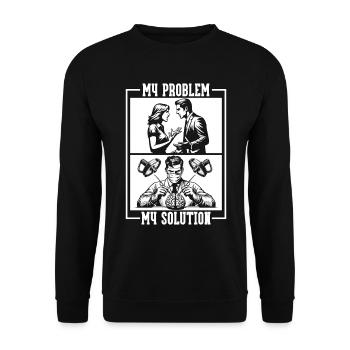 Neurosurgeon My Problem My Solution Pictogram Dad - Unisex Pullover - Schwarz - Vorne - Alina (178cm) & Michal (187cm)