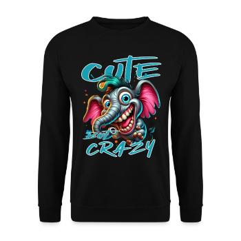 Cute but Crazy Elefant Comic Stil - Unisex Pullover - Schwarz - Vorne - Alina (178cm) & Michal (187cm)