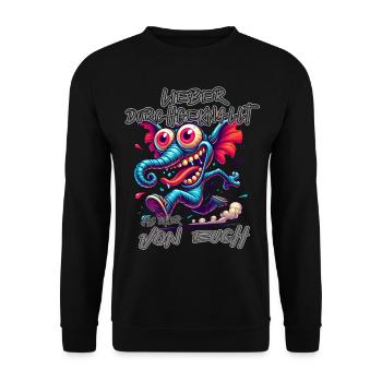 Lieber durchgeknallt als einer von euch – Elefant - Unisex Pullover - Schwarz - Vorne - Alina (178cm) & Michal (187cm)
