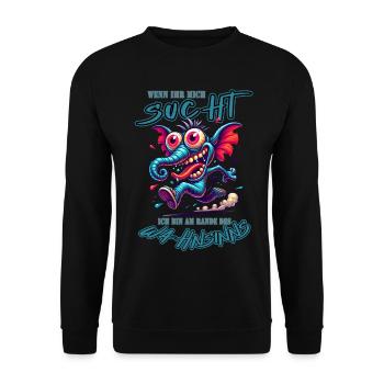 Wenn ihr mich sucht ich bin am Rande des Wahnsinns - Unisex Pullover - Schwarz - Vorne - Alina (178cm) & Michal (187cm)