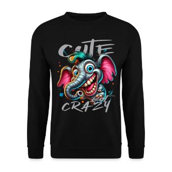 Cute but Crazy Elefant Comic Stil - Unisex Pullover - Schwarz - Vorne - Alina (178cm) & Michal (187cm)