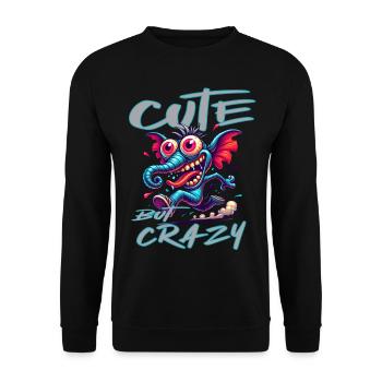 Cute but Crazy Elefant Comic Stil - Unisex Pullover - Schwarz - Vorne - Alina (178cm) & Michal (187cm)