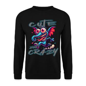 Style de bande dessinée éléphant mignon mais fou - Sweat-shirt Unisexe - noir - Devant - Alina (178cm) & Michal (187cm)