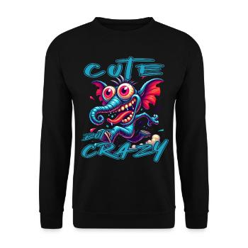 Cute but Crazy Elefant Comic Stil - Unisex Pullover - Schwarz - Vorne - Alina (178cm) & Michal (187cm)