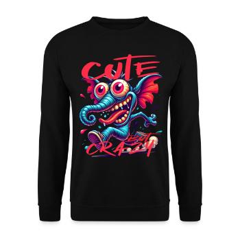 Cute but Crazy Elefant Comic Stil - Unisex Pullover - Schwarz - Vorne - Alina (178cm) & Michal (187cm)