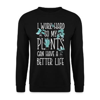 Plant Lover Gardening I Work Hard - Unisex Sweatshirt - black - Front - Alina (178cm) & Michal (187cm)