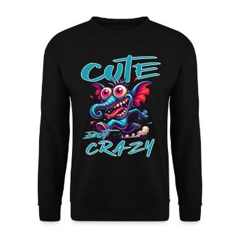 Cute but Crazy Elefant Comic Stil - Unisex Pullover - Schwarz - Vorne - Alina (178cm) & Michal (187cm)