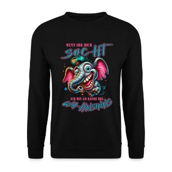 Wenn ihr mich sucht, ich bin am Rande des Wahnsinn - Unisex Pullover - Schwarz - Vorne - Alina (178cm) & Michal (187cm)