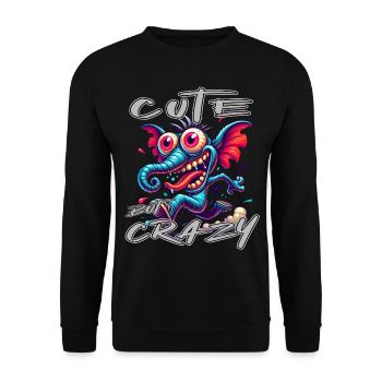 Cute but Crazy Elefant Comic Stil - Unisex Pullover - Schwarz - Vorne - Alina (178cm) & Michal (187cm)