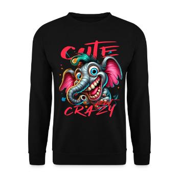 Style de bande dessinée éléphant mignon mais fou - Sweat-shirt Unisexe - noir - Devant - Alina (178cm) & Michal (187cm)