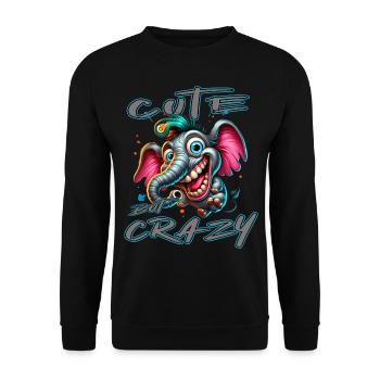 Cute but Crazy Elefant Comic Stil - Unisex Pullover - Schwarz - Vorne - Alina (178cm) & Michal (187cm)