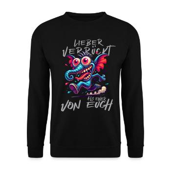 Lieber verrückt als einer von euch – Elefant - Unisex Pullover - Schwarz - Vorne - Alina (178cm) & Michal (187cm)