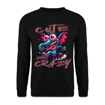 Cute but Crazy Elefant Comic Stil - Unisex Pullover - Schwarz - Vorne - Alina (178cm) & Michal (187cm)