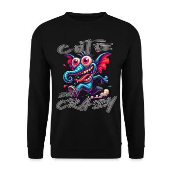 Style de bande dessinée éléphant mignon mais fou - Sweat-shirt Unisexe - noir - Devant - Alina (178cm) & Michal (187cm)