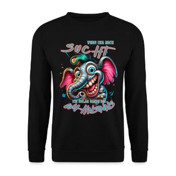 Wenn ihr mich sucht, ich bin am Rande des Wahnsinn - Unisex Pullover - Schwarz - Vorne - Alina (178cm) & Michal (187cm)
