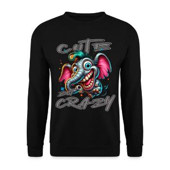 Style de bande dessinée éléphant mignon mais fou - Sweat-shirt Unisexe - noir - Devant - Alina (178cm) & Michal (187cm)