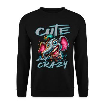 Style de bande dessinée éléphant mignon mais fou - Sweat-shirt Unisexe - noir - Devant - Alina (178cm) & Michal (187cm)