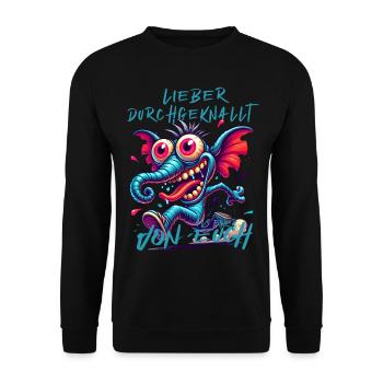Mieux vaut être fou que l’un d’entre vous – éléphant - Sweat-shirt Unisexe - noir - Devant - Alina (178cm) & Michal (187cm)
