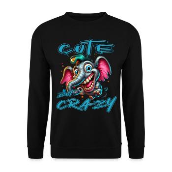 Cute but Crazy Elefant Comic Stil - Unisex Pullover - Schwarz - Vorne - Alina (178cm) & Michal (187cm)