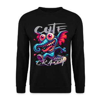 Cute but Crazy Elefant Comic Stil - Unisex Pullover - Schwarz - Vorne - Alina (178cm) & Michal (187cm)