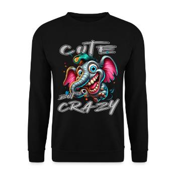 Cute but Crazy Elefant Comic Stil - Unisex Pullover - Schwarz - Vorne - Alina (178cm) & Michal (187cm)