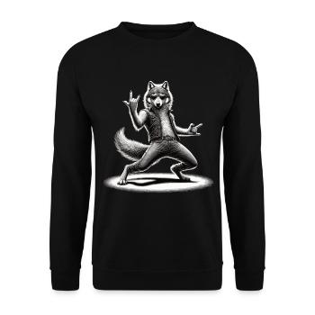 Rockiger Wolf – Cool & Wild - Unisex Pullover - Schwarz - Vorne - Alina (178cm) & Michal (187cm)