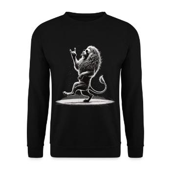 Rockiger Löwe – Cool & Wild - Unisex Pullover - Schwarz - Vorne - Alina (178cm) & Michal (187cm)