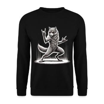 Rocking Wolf – Sauvage et libre - Sweat-shirt Unisexe - noir - Devant - Alina (178cm) & Michal (187cm)