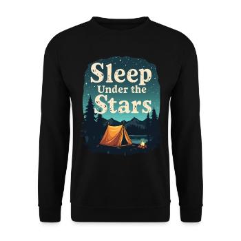 Sleep Under the Stars Camping & Outdoor Abenteuer - Unisex Pullover - Schwarz - Vorne - Alina (178cm) & Michal (187cm)