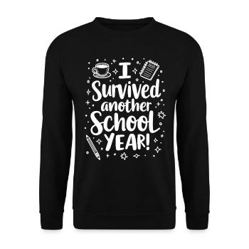 I Survived Another School Year – Teacher Student - Unisex Sweatshirt - black - Front - Alina (178cm) & Michal (187cm)