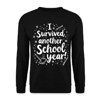 I Survived Another School Year – Teacher Student - Unisex Sweatshirt - black - Front - Alina (178cm) & Michal (187cm)