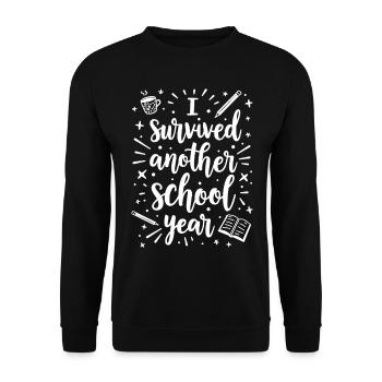 I Survived Another School Year – Teacher Student - Unisex Sweatshirt - black - Front - Alina (178cm) & Michal (187cm)