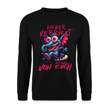 Mieux vaut être fou que l’un d’entre vous – éléphant - Sweat-shirt Unisexe - noir - Devant - Alina (178cm) & Michal (187cm)