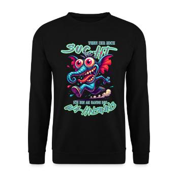 Wenn ihr mich sucht, ich bin am Rande des Wahnsinn - Unisex Pullover - Schwarz - Vorne - Alina (178cm) & Michal (187cm)