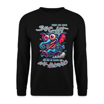 Wenn ihr mich sucht, ich bin am Rande des Wahnsinn - Unisex Pullover - Schwarz - Vorne - Alina (178cm) & Michal (187cm)