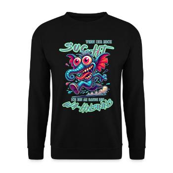 Wenn ihr mich sucht, ich bin am Rande des Wahnsinn - Unisex Pullover - Schwarz - Vorne - Alina (178cm) & Michal (187cm)