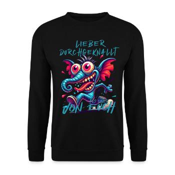 Lieber durchgeknallt als einer von euch – Elefant - Unisex Pullover - Schwarz - Vorne - Alina (178cm) & Michal (187cm)
