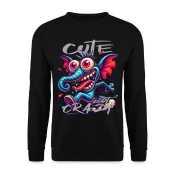 Cute but Crazy Elefant Comic Stil - Unisex Pullover - Schwarz - Vorne - Alina (178cm) & Michal (187cm)
