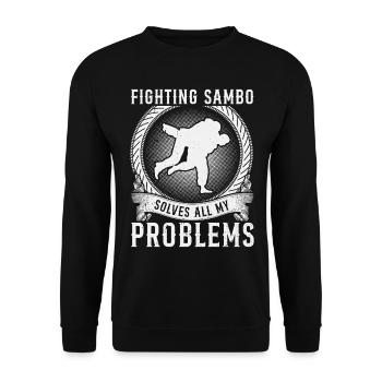 Fighting Sambo solves all my problems - Funny - Unisex Sweatshirt - black - Front - Alina (178cm) & Michal (187cm)