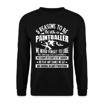 Paintballer 5 Reasons To Be With A Paintballer - Unisex Sweatshirt - black - Front - Alina (178cm) & Michal (187cm)