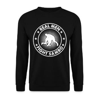 Funny Sambo Wrestling Sambo Fighter - Real men - Unisex Pullover - Schwarz - Vorne - Alina (178cm) & Michal (187cm)