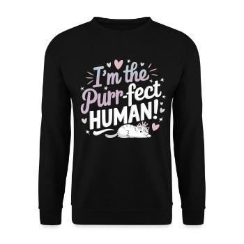 I'm the Purr-fect Human – Cats T-Shirt - Unisex Sweatshirt - black - Front - Alina (178cm) & Michal (187cm)