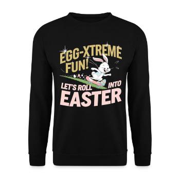 Funny Skater Bunny – Idée cadeau de Pâques - Sweat-shirt Unisexe - noir - Devant - Alina (178cm) & Michal (187cm)